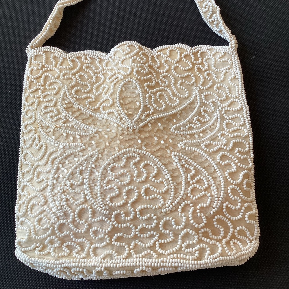 WALBORG Vintage Handmade Seed Beaded Purse Scalloped Edge Belgium - Picture 4 of 12
